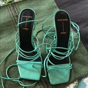 Black Suede Studio Aqua Strappy Heels